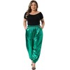 Women's Plus Size Metallic Shiny High Waist Stretchy Disco Holographic Jogger Pants with Pockets - Agnes Orinda - 3 of 4
