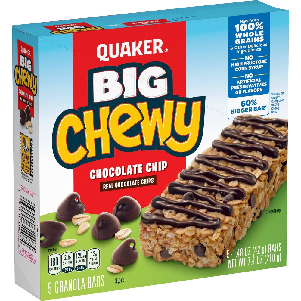 UPC 030000314074 product image for Quaker Big Chewy Chocolate Chip Granola Bars - 7.4oz/5ct | upcitemdb.com