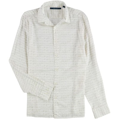 Perry Ellis Mens Writing Print Button Up Shirt