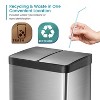 Home Zone Living 16 Gallon Dual Trash and Recycling Can with Removable Liners and Soft Close Lids, Stainless Steel, Silver - 2 of 4