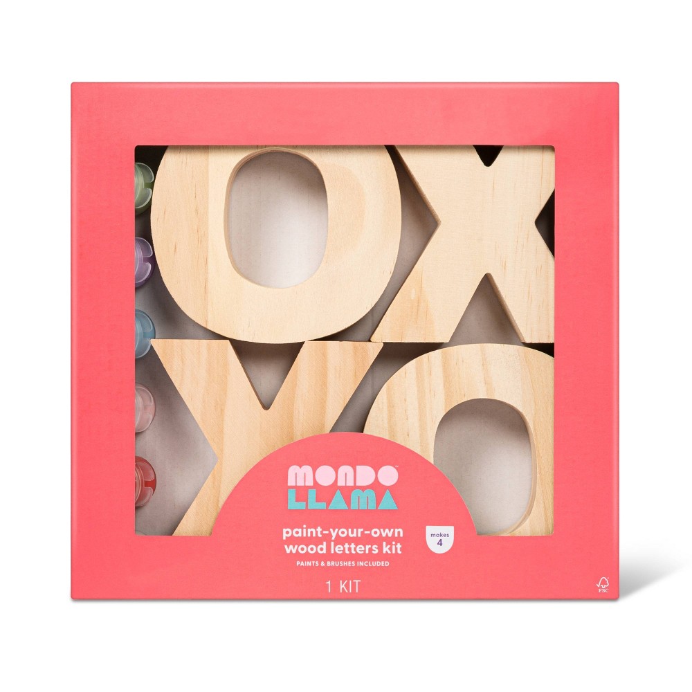 4pk Paint-Your-Own Valentine's Day XOXO Wood Letters Kit - Mondo Llama (Set of 2)