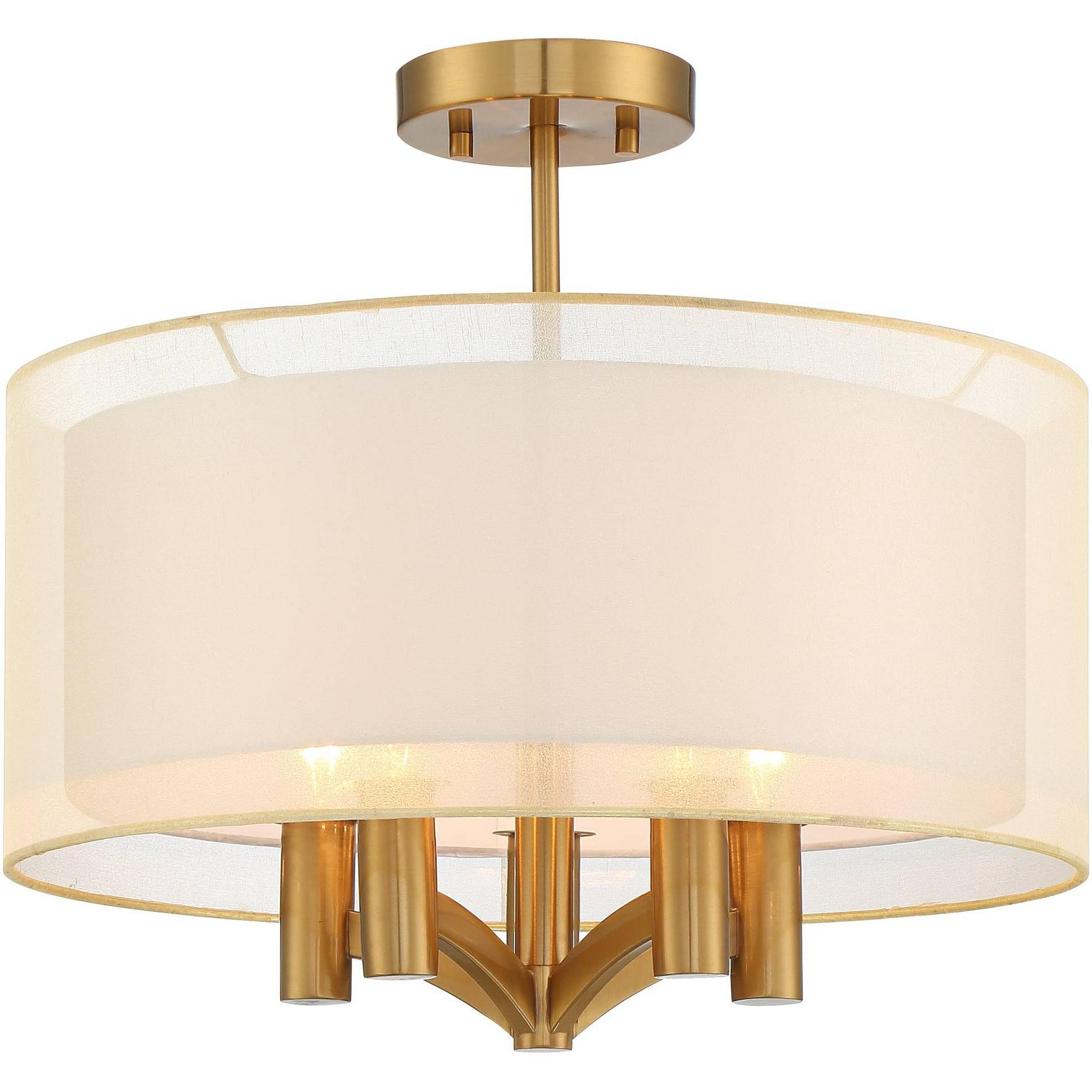 Possini Euro Design Caliari Modern Ceiling Light Semi Flush Mount Fixture 18" Wide Warm Brass Double Drum Shade for Bedroom Kitchen Hallway Bathroom