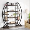 ORRD Industrial Etagere Bookcase, 55" Triple Wide Oval Rustic Brown Display Shelf with 5 Tiers & Black Metal Frame for Living Room & Office - 2 of 4