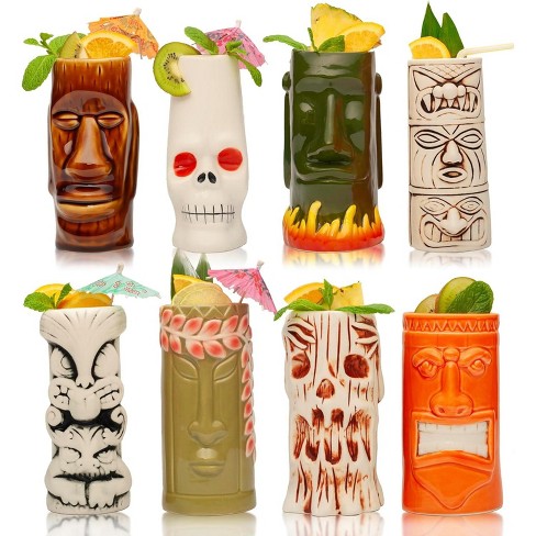 Lemonsoda Ceramic Tiki Glasses, Set Of 8 : Target