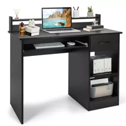 Costway 22" Wide Computer Desk Writing Study Laptop Table w/ Drawer & Keyboard Tray White\Black