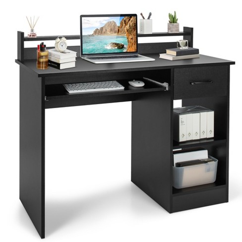 Costway 22" Wide Computer Desk Writing Study Laptop Table w/ Drawer & Keyboard Tray White\Black - image 1 of 4
