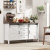 HOMCOM 59 Inch Farmhouse Sideboard Buffet Cabinet with Thick Top, Coffee Bar Cabinet with Sliding Barn Doors, Drawers, Adjustable Shelves, White - 4 of 4