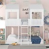 Full Over Full Wooden House Bunk Bed with Roof, Window and Ladder, Sturdy Kids' Bed Frame for Bedroom, White/Antique Gray - ModernLuxe - 2 of 4