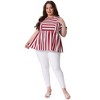Women's Stripe Ruffle Short Sleeve Crew Neck Loose Babydoll Blouses - Agnes Orinda - 3 of 4