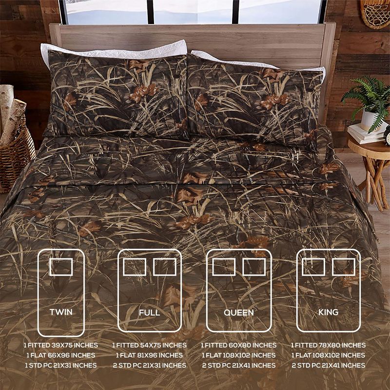 Realtree Max 4 Camo Bedding Full Sheet Set 4 Piece Polycotton Rustic Farmhouse Bedding for Lodge, Cabin & Hunting Bed Set – Camouflage Themed Bedroom, 5 of 9