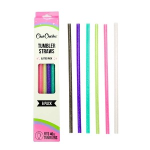 CharCharms 6pk 40oz Glitter Water Bottle Straws: Reusable Polypropylene Straws for Hot & Cold Beverages, Dishwasher-Safe - 1 of 4