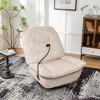 Velvet Swivel Glider Recliner Chair with Mobile Phone Holder, Gold-Stamped Design and Oversized Seat - 3 of 4