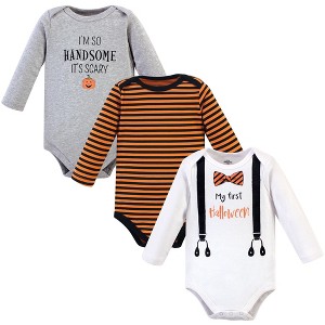 Little Treasure Baby Boy Cotton Long-Sleeve Bodysuits 3pk, Halloween Suspenders - 1 of 1