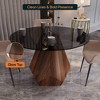 LeisureMod Nebo 47-Inch Modern Round Dining Table with Walnut Base and Glass/ Sintered Stone Top for Kitchen and Home - 4 of 4