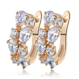 Stacy Drop Earrings for Women Clear Pear Round Clear CZ Gold Plated Ginger Lyne Collection - Clear - 1 of 4