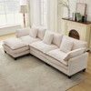 130''  Modular Sectional Sofa, 3 Seater Corduroy Couch with Ottoman & Throw Pillows, Modern Grey L-Shaped Sofa,Cloud Deep Seat Couch for Living Rooms - 2 of 4