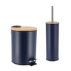 Evideco French Home Goods Bathroom Set with Bamboo Lid - Matte Metal Trash Can and Toilet Brush - 2 of 4
