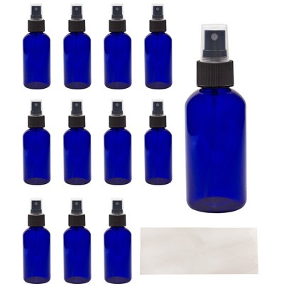 Cornucopia Brands 4oz Blue PLASTIC Fine Mist Spray Bottles; Travel Spritzer Bottles, Labels Included
