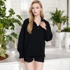 Anna-Kaci Women's Long Sleeve Pullover Hoodie with Button Neck and Raw Hem Detail - 4 of 4