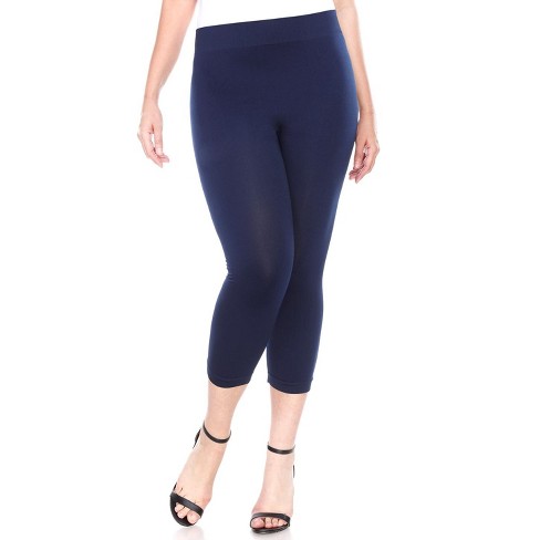 Women's Plus Size Super Soft Capri Leggings Blue One Size Fits Most Plus -  White Mark