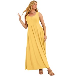 June + Vie by Roaman's Women's Plus Size Sleeveless Sweetheart Dress - 1 of 4