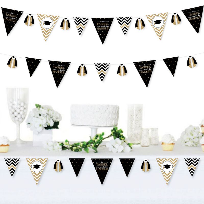 Big Dot of Happiness 30 Piece Gold Graduation Party Pennant Triangle Banner, 3 of 10