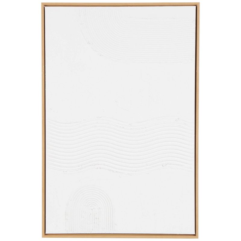 Olivia &#38; May 36&#34;x24&#34; Canvas Abstract Framed Wall Art with Brown Frame White, 1 of 8