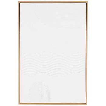Olivia & May 36"x24" Canvas Abstract Framed Wall Art with Brown Frame White