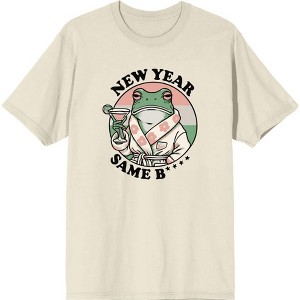 New Year, Same B**** Frog With Cocktail Adult Crew Neck Short Sleeve Tee - 1 of 2