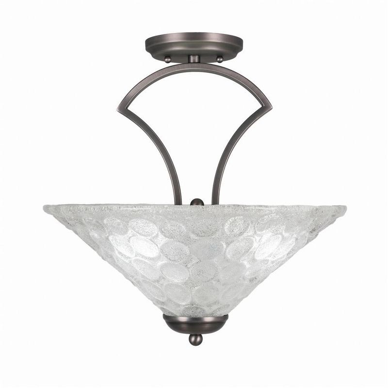 Toltec Lighting Zilo 3 - Light Flush Mount in  Graphite with 16" Italian Bubble Shade, 1 of 2