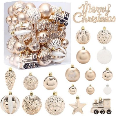 Christmas Ball Ornaments Set, 65 pcs Shatterproof Xmas Balls Decorative Hanging Ornaments Assorted Set for Xmas Tree Holiday Garland Decor