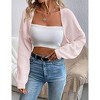 Womens Cropped Sweater Cardigan Sweater Knit Bolero Open Front Cropped Cardigan with Lantern Sleeve - 4 of 4