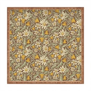 Sewzinski Retro Flowers on Brown Rectangular Bamboo Tray - Deny Designs - 1 of 2