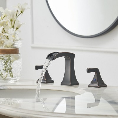Oil-Rubbed Bronze 8-Inch Widespread Waterfall Bathroom Faucet
