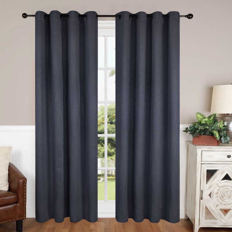 Whimsical Abstract Shimmer Room Darkening Blackout Curtains, Set of 2 by Blue Nile Mills, 1 of 6