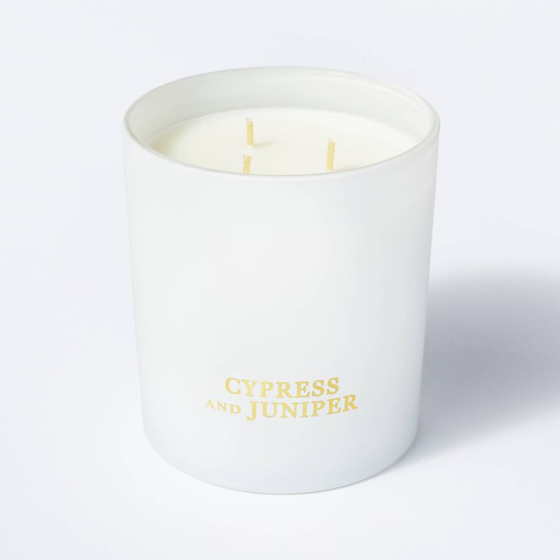 20oz Cypress &#38; Juniper Linen Gift Box 3-Wick Candle - Threshold&#8482; designed with Studio McGee, 1 of 9