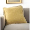 HomeRoots 22" Yellow Cotton Throw Pillow With Fringe - 2 of 4