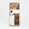 VYNXARIA Wooden Kitchen Cabinet White Pantry Storage Microwave Cabinet with Storage Drawer - 3 of 4