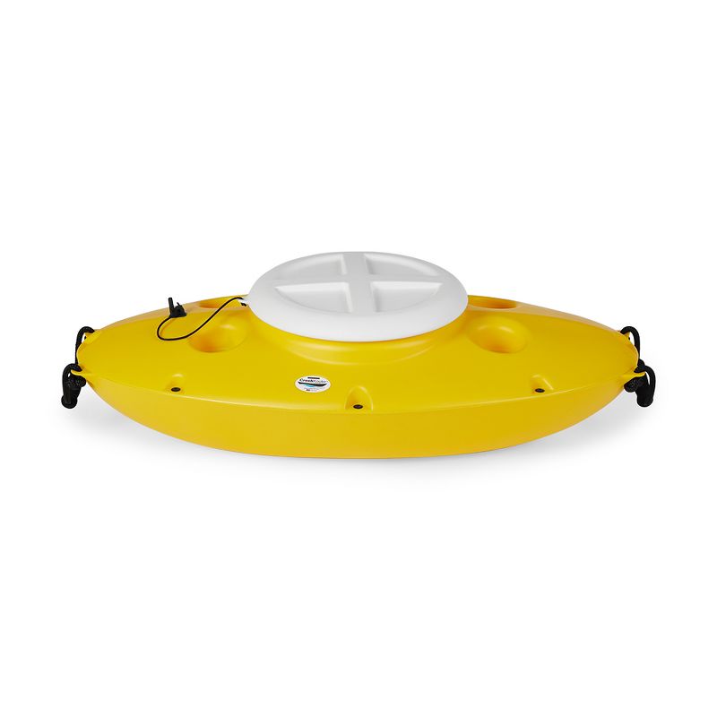 CreekKooler 30 Quart Floating Insulated Beverage Cooler Pull Behind Kayak Canoe, Yellow & 8' Adjustable Position Floating Cooler Tow Behind Rope Strap, 3 of 7