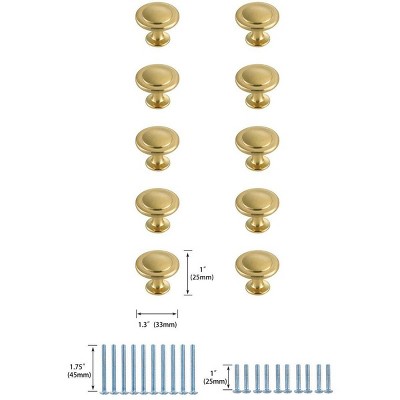 Brushed Gold Round Mushroom Knob Set with Mounting Hardware