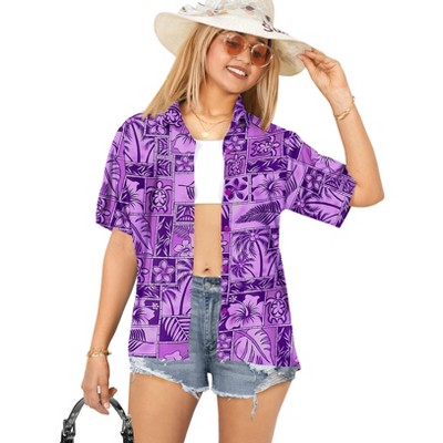 LA LEELA Hawaiian Shirts Womens Floral Summer Beach Blouses Short Sleeve Tropical Vacation Casual Tops Tee Shirts Tank Top Women