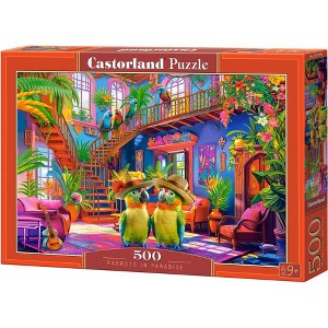 500 Piece Jigsaw Puzzle, Parrots in Paradise, Tropical interior, Colorful puzzles, Animal puzzles, Adult Puzzle, Castorland B-53995 - 1 of 4
