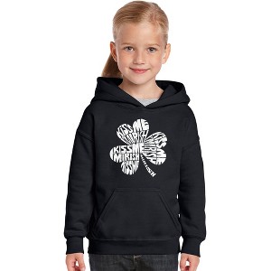 LA Pop Art Girl's Word Art Hooded Sweatshirt - KISS ME I'M IRISH - 1 of 4