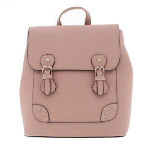 CTM Women's Synthetic Leather Backpack with Buckle Flap - 1 of 3