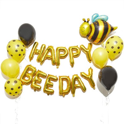 Happy Bee Day Themed Balloons for Bumblebee Birthday Party Decorations