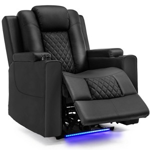 COMHOMA Recliner Chair Electric Massage Recliner Sofa with Led PU Leather Reclining Chair Black - 1 of 4