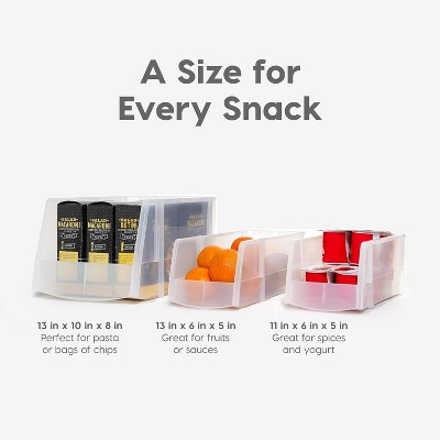 Clear Stackable Plastic Open Front Storage Bins, Large - 8 Pack