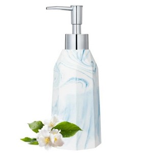LunaLulinlk Siaomo Soap Dispenser with Pump, [8.45 oz] Resin with Marble Finish White +Blue Ripple - 1 of 4