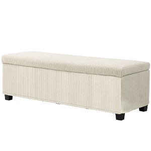 Aghana Digitals 47" Beige Corduroy Storage Ottoman Bench with Steel Frame - Footrest, End-of-Bed - 1 of 4