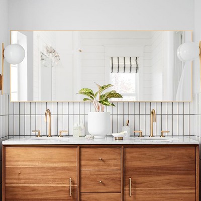 Hexagon Mirror with Wood Frame with Beige Decorative Wall Mirrors Small,Bedroom Home Decor Mirrors-The Pop Home